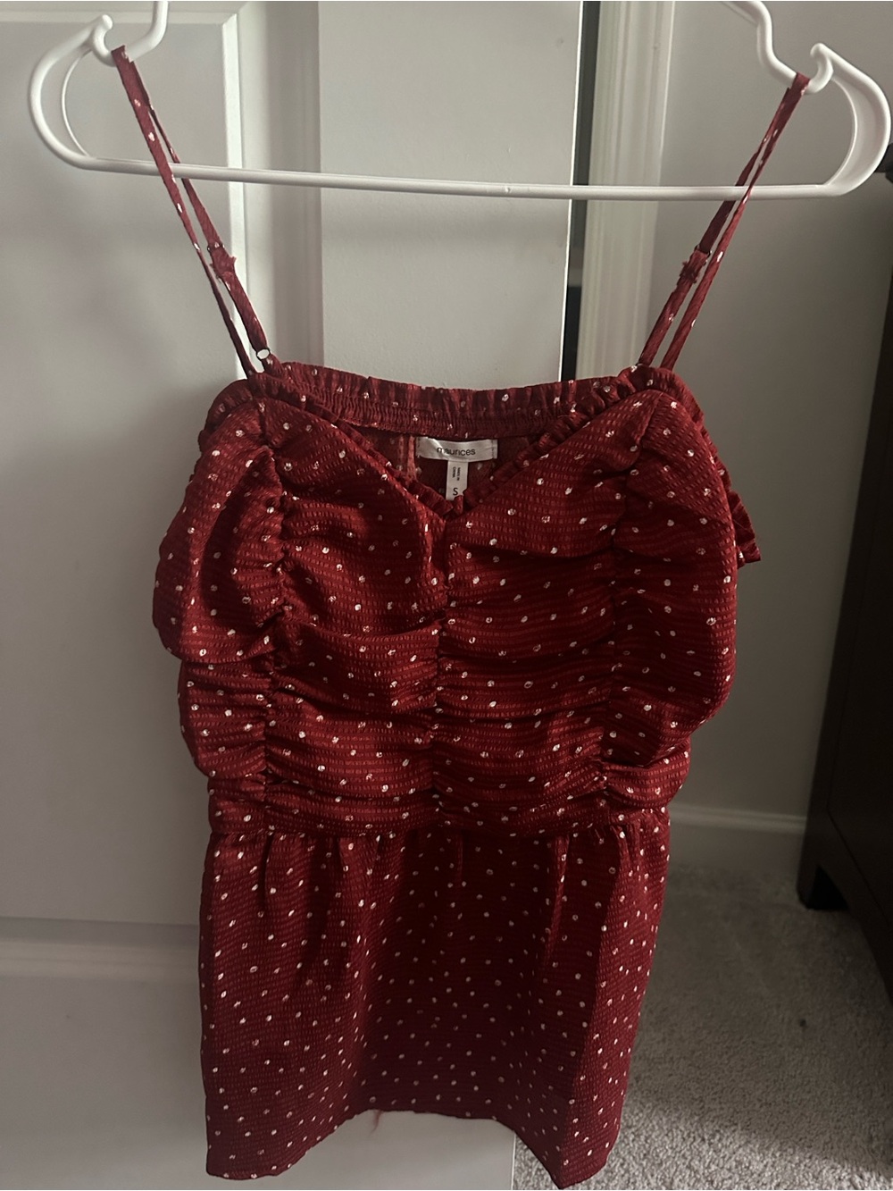 Maurices Red Polka Dot Sundress with Adjustable Spaghetti Straps